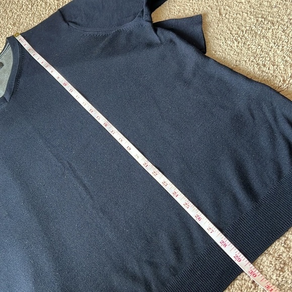 Bundle of Two Nordstrom V Neck Merino Wool Navy And Argyle Print Sweaters - Picture 9 of 11